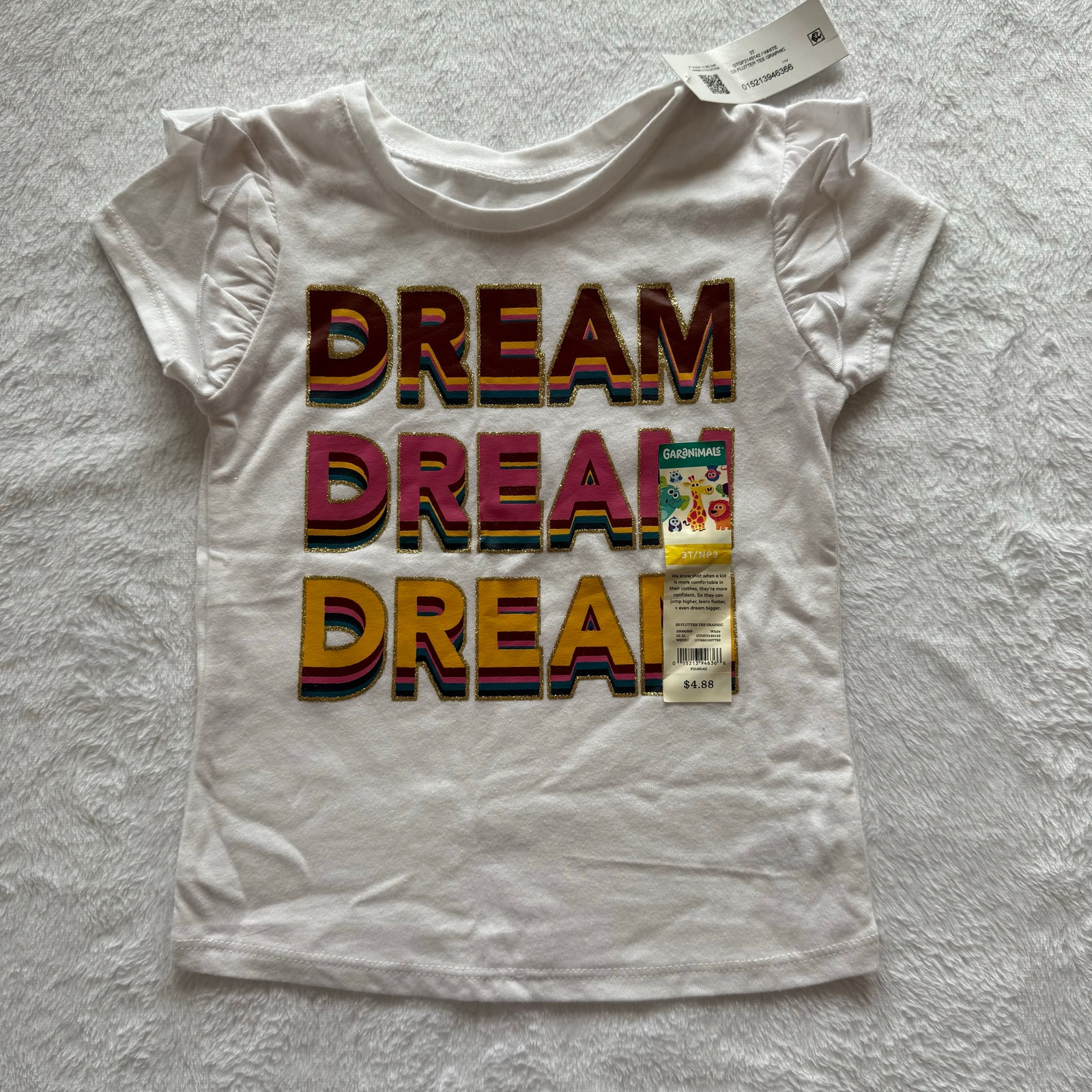New Dream Dream Dream Short Sleeve Tee With Flutter Detail Size 3t